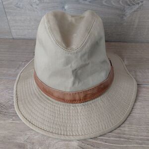 Scala Hat Mens Size Large Brown Safari Leather Band Vented Bucket Outback Fedora